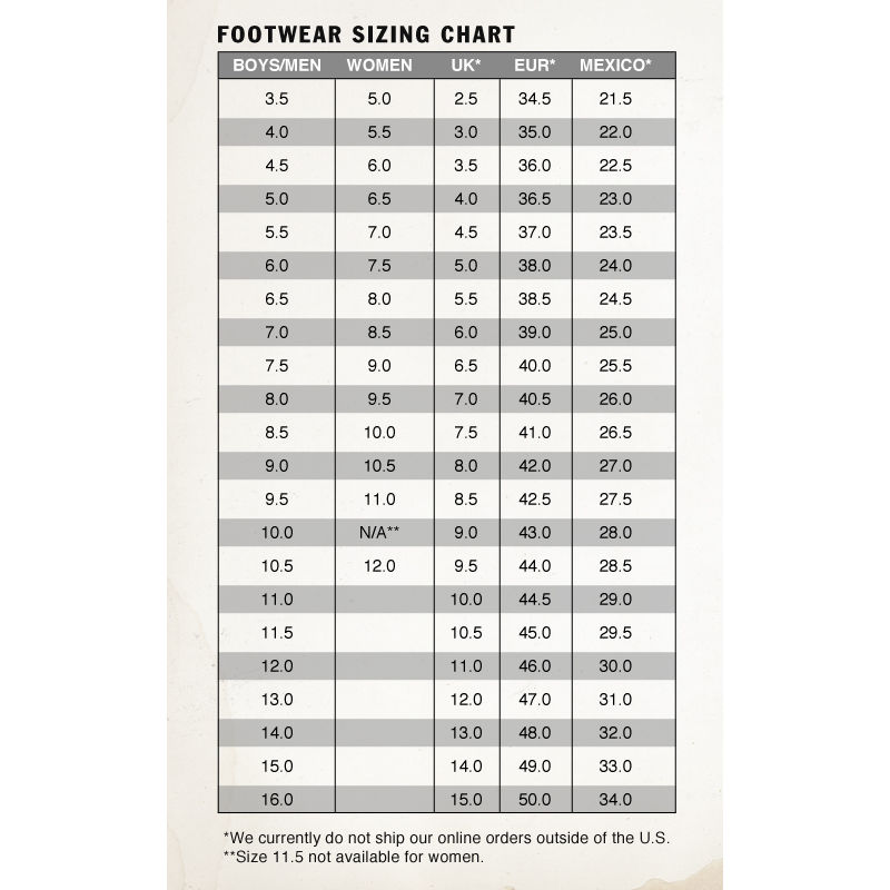vans size chart womens to mens