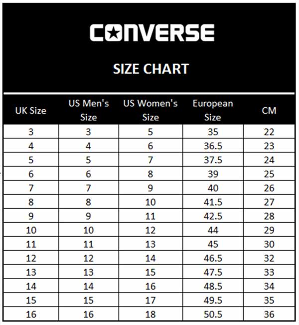 「converse shoe size chart」的圖片搜尋結果