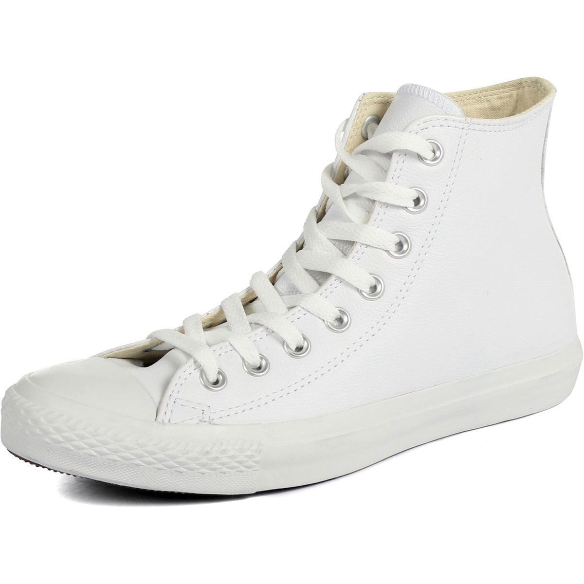 Converse White Leather High Top Sneakers M6/W8 Converse Leather Platform Chuck Taylor Shoes | Chicago City  main image 2
