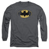 Batman - Mens Destroyed Logo Long Sleeve Shirt In Charcoal