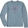 Life Is Good - Womens Candy Cane Holiday Heart Long Sleeve Crusher Tee