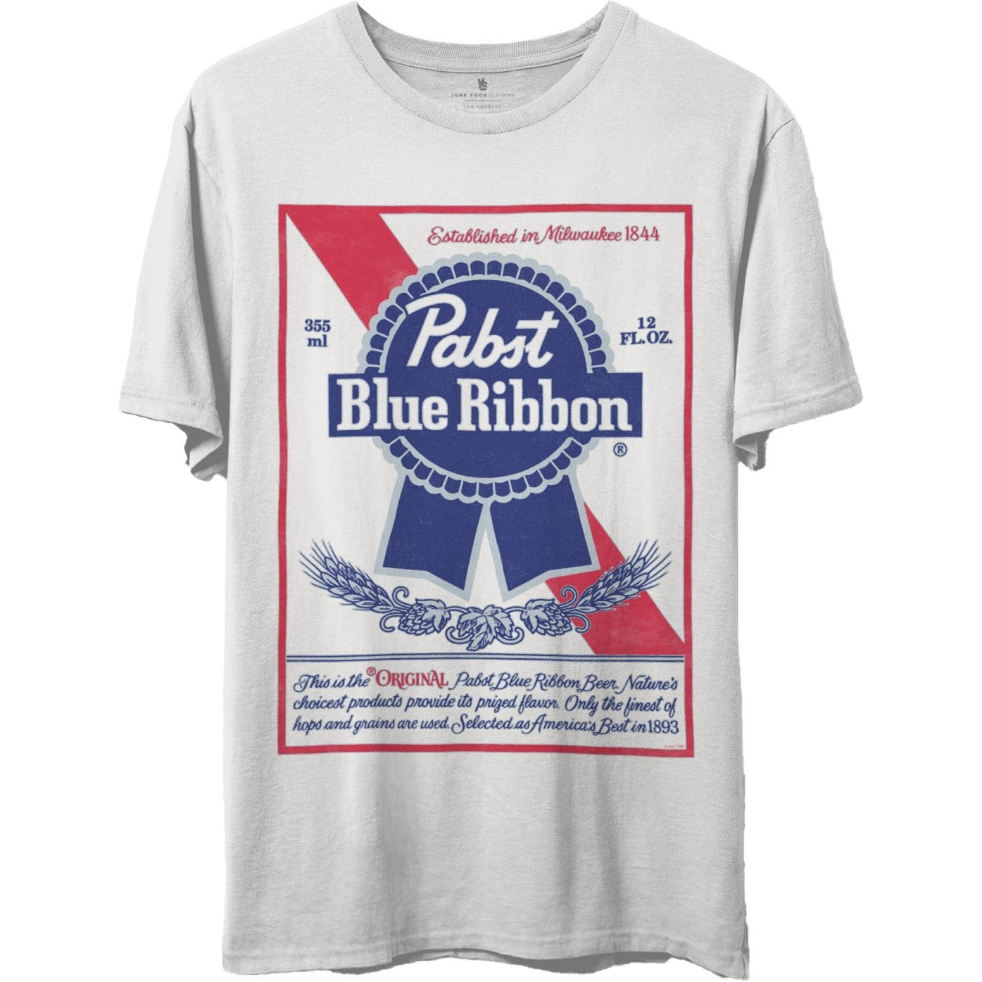 Junk Food - Unisex Pabst Blue Ribbon Label T-Shirt