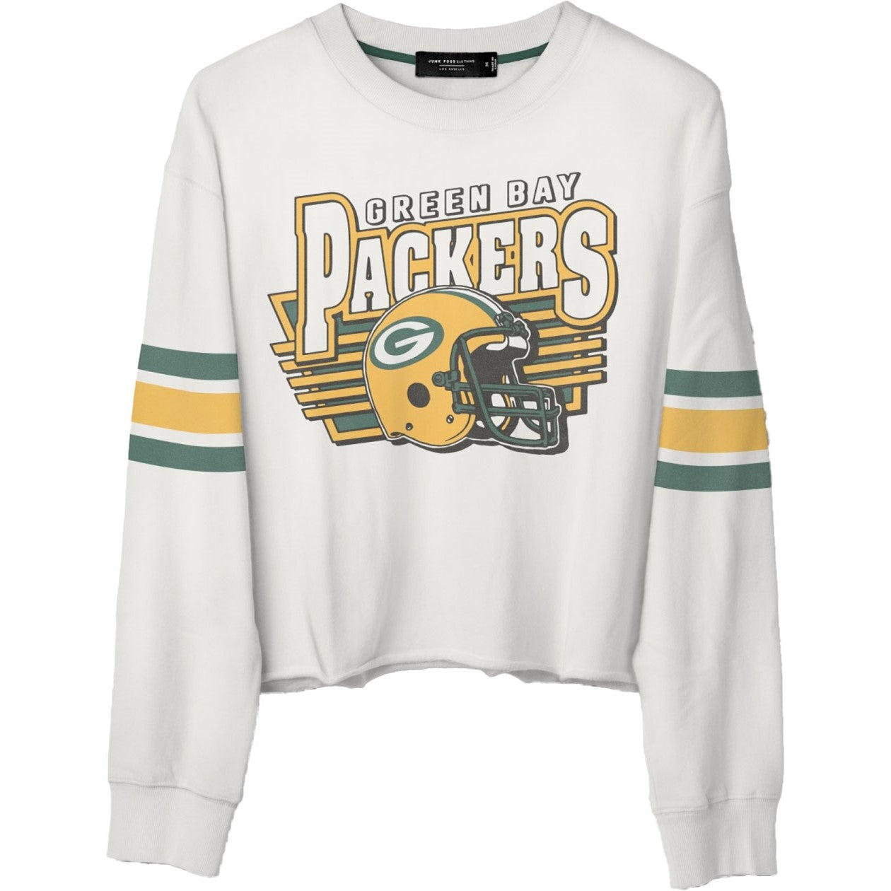 Women's Green Bay Packers Kickoff Crop Crew Fleece | Vintage White | Size M | Junk Food Clothing Women's Green Bay Packers Kickoff Crop Crew Fleece | Vintage White | Size M | Junk Food Clothing