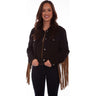 Scully - Womens Black Denim Jacket W/Leopard Fringe