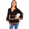 Scully - Womens Pullover Emb. Ruffle Blouse