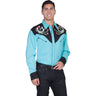 Scully - Mens Horseshoe Rose Embroidery Shirt