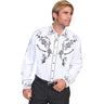 Scully - Mens Floral Emb. Sleeve/Yoke Shirt
