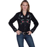 Scully - Womens Skull/Rose Emb. Blouse