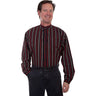 Scully - Mens Stripe Button Front W/Band Collar Shirt