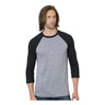 Bayside - Mens 9525 Triblend Three-Quarter Sleeve Raglan Tee