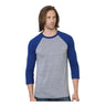 Bayside - Mens 9525 Triblend Three-Quarter Sleeve Raglan Tee