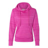 J. America - Womens 8662 Odyssey Striped Performance Fleece Lapover Hooded Sweatshirt