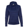 J. America - Womens 8662 Odyssey Striped Performance Fleece Lapover Hooded Sweatshirt