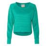 J. America - Womens 8663 Odyssey Striped Performance Fleece Hi-Low Crewneck Sweatshirt