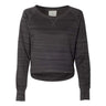 J. America - Womens 8663 Odyssey Striped Performance Fleece Hi-Low Crewneck Sweatshirt