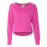 J. America - Womens 8663 Odyssey Striped Performance Fleece Hi-Low Crewneck Sweatshirt