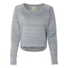 J. America - Womens 8663 Odyssey Striped Performance Fleece Hi-Low Crewneck Sweatshirt