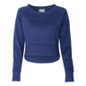 J. America - Womens 8663 Odyssey Striped Performance Fleece Hi-Low Crewneck Sweatshirt
