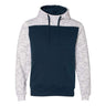 J. America - Mens 8676 MÃ©lange Fleece Colorblocked Hooded Sweatshirt