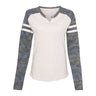 Lat - Womens 3534 Fine Jersey Mash Up Long Sleeve T-Shirt