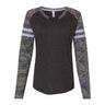 Lat - Womens 3534 Fine Jersey Mash Up Long Sleeve T-Shirt