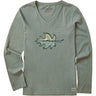 Life Is Good - Womens Autumn Leafscape Long Sleeve Crusher T-Shirt
