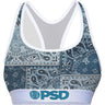Psd Underwear - Womens Denim Paisley Sports Bra