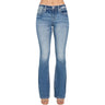 Miss Me - Womens Barely There Fleur De Lis Bootcut Jeans