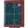 Roughy - Unisex Neon Moon Aztec Pattern Embossed Bi-Fold Money Clip Wallet With Double Welt Accent Edge And Logo Rivet
