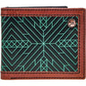 Roughy - Unisex Neon Moon Aztec Pattern Embossed Bi-Fold Wallet With Double Welt Accent Edge And Logo Rivet