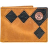 Roughy - Unisex Shiloh Diamond Patchwork Cutout Front Pocket Bi-Fold Wallet With Ostrich Print Leather Inlay And 1872 Logo Concho