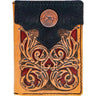 Roughy - Unisex Ryder Hand-Tooled Leather Cutout Tri-Fold Wallet With Leather Inlay Bullhide Leather Overlay And 1872 Concho