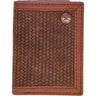 Hooey - Unisex Classic Roughout Basket Weave Embossed Roughout Tri-Fold Wallet With Leather Double Welt Edge With Logo Rivet