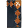 Roughy - Unisex Crazy Horse Diamond Patchwork Cutout Rodeo Wallet With Brindle Hair On Leather Inlay And Embroidered Logo
