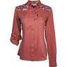 Hooey - Womens Sol Marsala Floral Pattern On Yoke Long Sleeve Pearl Snap Shirt With Lens Cleaner
