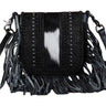 Montana West - Womens Genuine Leather Tooled Collection Fringe Crossbody Bag