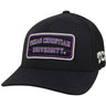 Hooey - Unisex Tcu Black 5-Panel Flexfit Cap With Purple / White Rectangle Patch - S/M