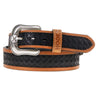 Hooey - Mens Hands-Up Basket Weave 1.75-1.5 Tapered Basketweave Embossed Leather Belt With Double Welt Edge And Accents