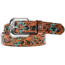 Hooey - Mens Sundown 1.5 Aztec Filigree Embossed Full Grain Leather Belt With Painted Accents