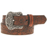 Hooey - Womens Flora 1.5 Feather & Floral Filigree Embossed Belt With Floral Tongue Buckle