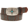 Hooey - Womens Dakota 1.5 Leather Belt With Aztec Emboss And Copper Thunderbird Buckle With Faux Stone
