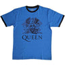 Queen - Unisex Crest Logo Ringer T-Shirt