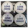 The Beatles - Unisex I Love 4 Pack Large Button Badge Pack