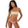 Roxy - Womens Tapestry Patchwork Bandeau Lace-Up Bikini Top
