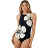 Roxy - Womens Hang Loose High Neck Open Back One-Piece Swimsuit