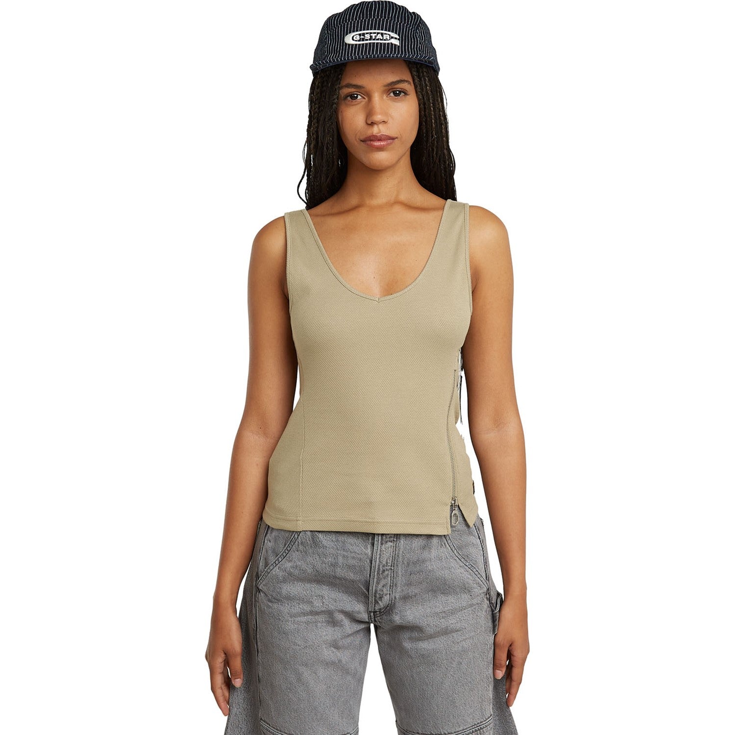 G-Star Raw - Womens Asymmetrical Zip Slim Tank Top – Dress Code