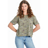 Life Is Good - Womens Butterfly Garden Pattern Short Sleeve Boxy T-Shirt