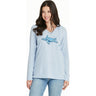 Life Is Good - Womens Floating Floral Sea Turtle Long Sleeve Hooded T-Shirt