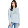 Life Is Good - Womens Antique Compass Bird And Flowers Long Sleeve Slub Easy Fit T-Shirt