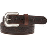 Hooey - Mens Midnight 1.75-1.5 Tapered Leather Filigree Embossed Belt With Double Welt Edge & Accents